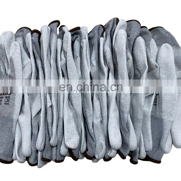 13 Gauge Copper Carbon Nylon With Fingertip Dipped ESD Anti Static PU Copper Work Gloves photo-5