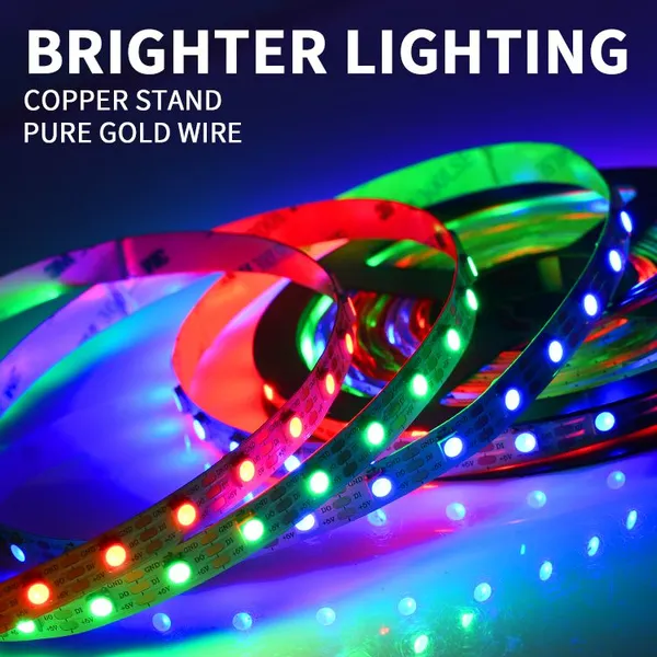 Addressable High Intensity RGB LED Strip WS2812B SK6812 LC8812B Waterproof Pixel Smart Control High Speed Transmission LED Strip photo-4