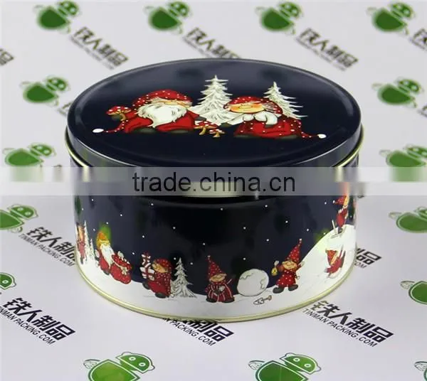 Tea Tin Case Metal Tinplate Packaging Box Round Shape Christmas Can photo-3