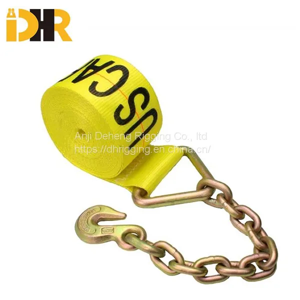 2 Inch Winch Strap With Wire Hook / Flat Hook / D - Ring / Chain Anchor photo-3