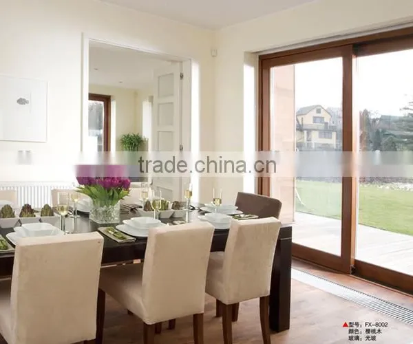 Wooden Grain Aluminum Alloy Glazing Slide Doors, Sliding Doors