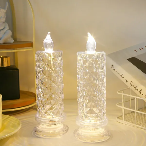 LED Rose Halo Candle Light Romantic Night Light Creative Luminous Electronic Candle Night Light photo-3