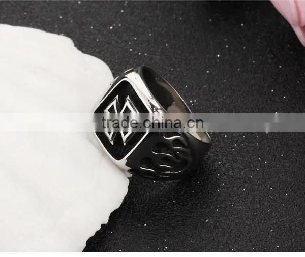 Man Stainless Steel Exaggerate Rings Flame Cross Fashion Punk Rock Roll Rings Boyfriend Gift photo-3