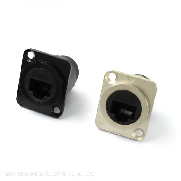 D-Type Network Ethernet Extension Interface Adapter RJ45 Cat6 Panel Mount Socket with dust cap