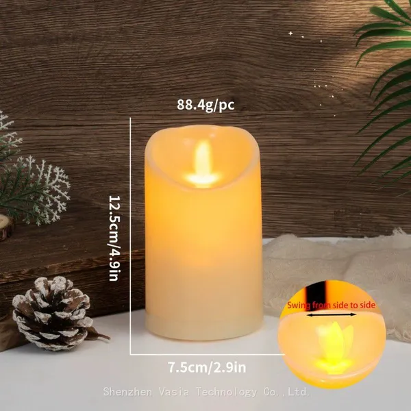 Remote Control LED Candles – Flameless, Battery Operated With Flickering Flame, Real Wax Pillars in Size Specifications Sets/Packs for Wedding Decor photo-2