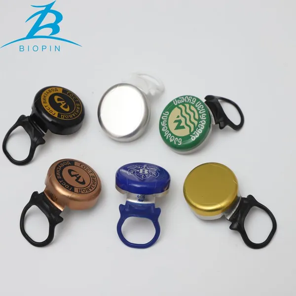 Low Lid Glass Bottles Aluminum Pull Ring Caps Aluminium Ring Pull Cap 26mm for Beer Milk Juice Bottle