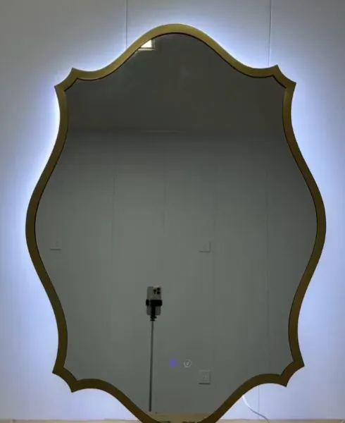 Ornate Gold Framed LED Smart Bathroom Mirror With Anti-Fog Function, Decorative Backlit Wall Mirror photo-5