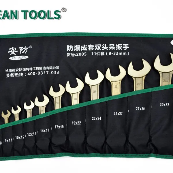 Copper Beryllium Non Sparking Double End Wrench Set 8pcs 5.5*7 Mm-24*27 mm for Oil Gas Safety photo-3