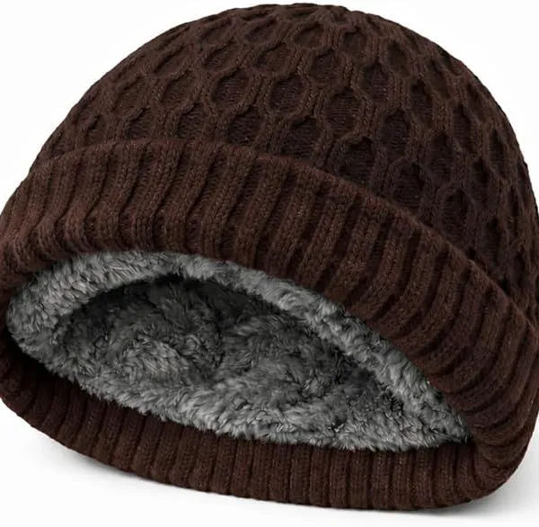 Fleece Lined Cable Knit Cuffed Beanie Warm Winter Thermal Skull Cap Soft Thick Windproof Outdoor Hat Custom Logo Wholesale photo-4
