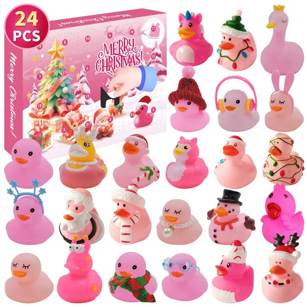 Advent Calendar Rubber Duck, Train, Christmas Tree, 24 Days Christmas Countdown Rubber Duck Bath Toys for Kids photo-4