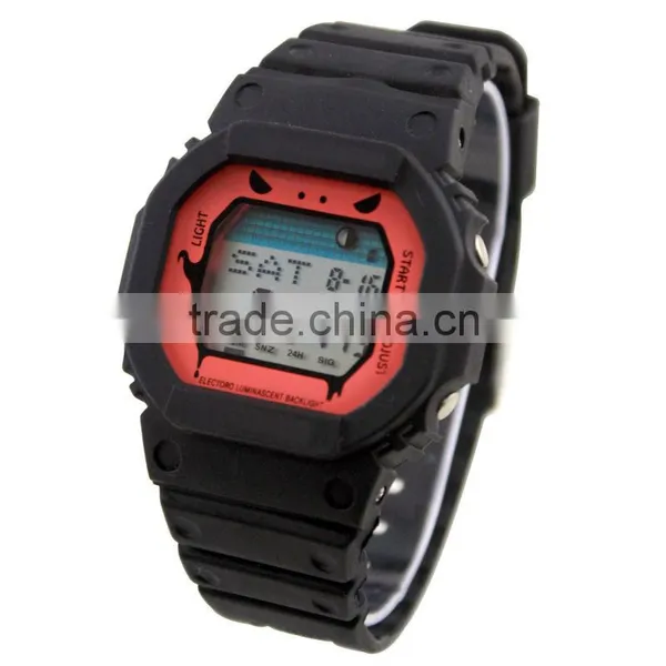 FT1185_RD Red Color Dial LCD Display Plastic Rubber Watch for Kids photo-3