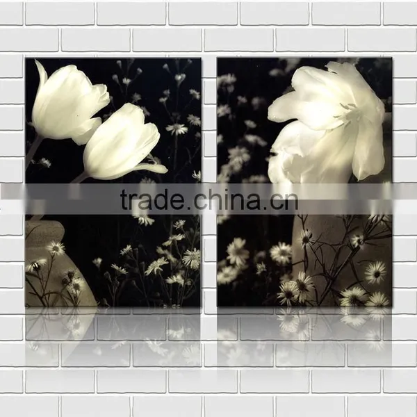 Black and White Flower Waterproof Oil Canvas Printed Painting