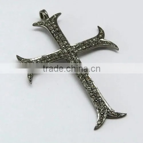 Men's Lord's Prayer Cross Diamond 925 Sterling Silver Pendant, Silver Jewelry India, Handmade Silver Jewelry photo-3