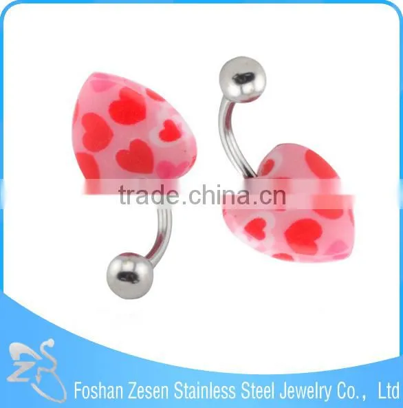 Fancy Lady Girl Resin Heart Shape Belly Ring Barbells Piercing photo-3