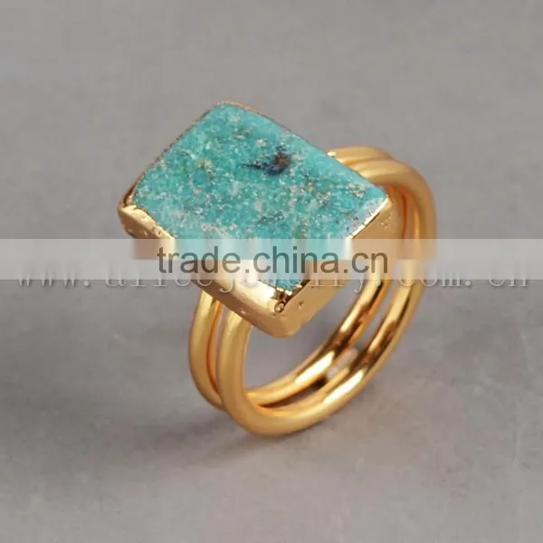 Fashion 18k Gold Turquoise Gemstone Jewelry Ring, Sleepy Beauty Turquoise Jewellery Ring photo-5