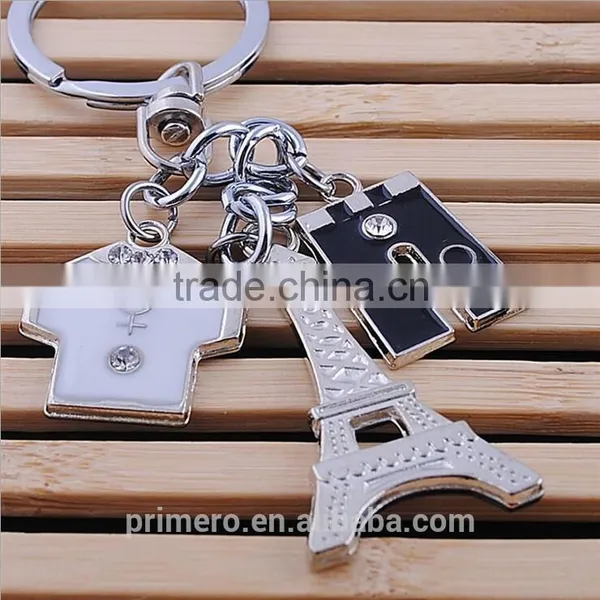 Wholesale Alloy String Clothes & Pants Pattern Eiffel Tower T-shirt Keychain photo-2