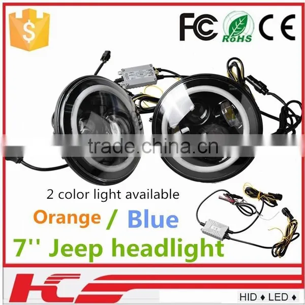 7" Inch 45W LED Headlights With Halo Angle Eyes For Jeep Wrangler