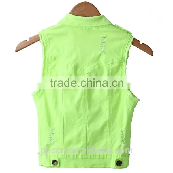 Made in China Latest Fashion Designs Woven Sleeveless Beaded Lemon and Orange Color Ladies Jacket for Women photo-6