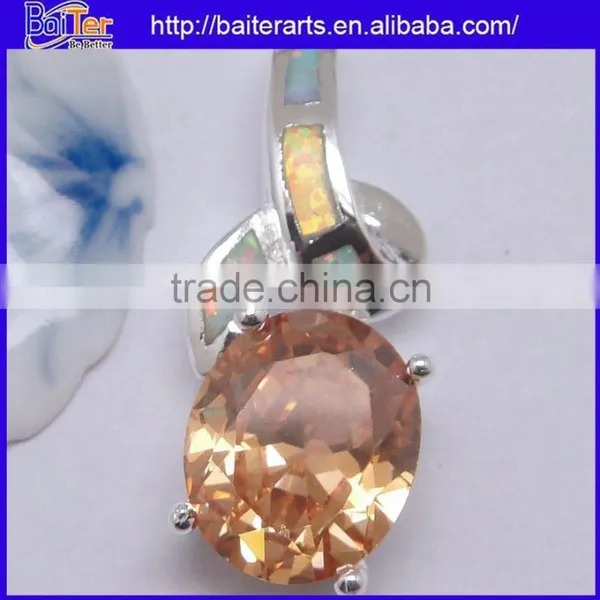 Cheap 925 Sterling Silver Pendant Necklace Fire Opal And Yellow Topaz Pendant Wholesale photo-2