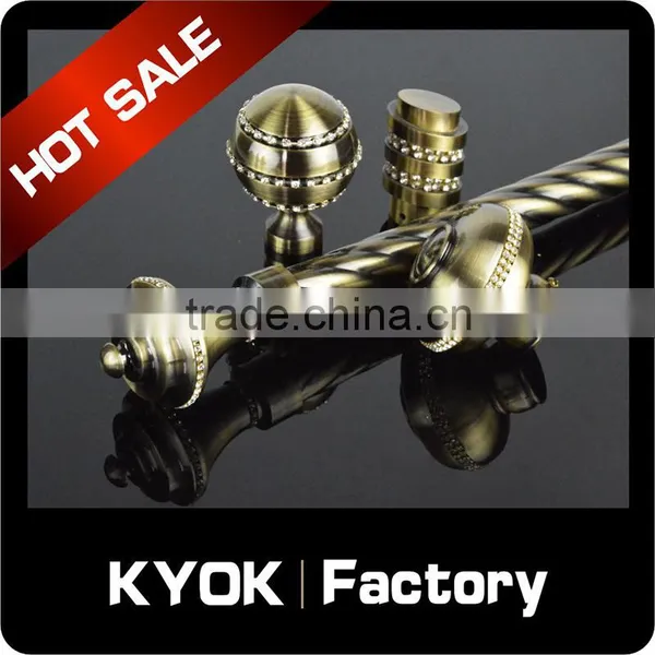 KYOK China Made Curtain Poles Accessories ,Polished Brass Double Curtain Rods 28mm photo-4