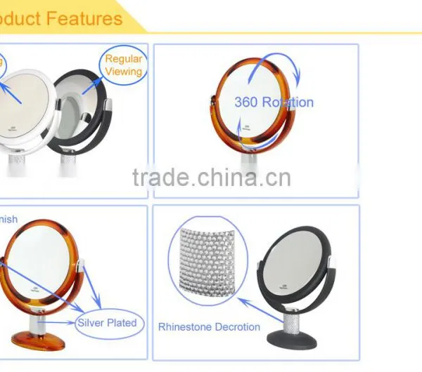 Rubberized 10x Magnifying Free Standing Tabletop Cosmetic Mirror photo-3