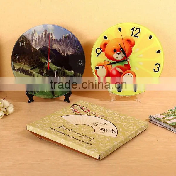 Round Shape Sublimation Glass Photo Frame With Clock photo-3