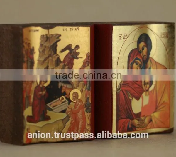 Greek & Russian Orthodox Wooden Icon. Bible Shape photo-4