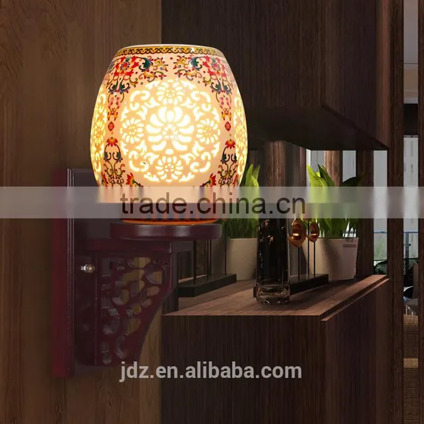 American and European Style Wall Lights Antique Wall Lamp Ceramic Wood Craft Bedside Home Deco Hotel Vintage Bathroom Light