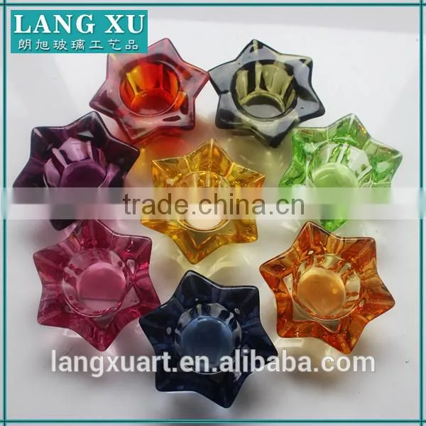 LX-Z192 Small Colorful Crystal Glass Candle Holder Star Shaped Votive Candle Holder for Centerpiece photo-3