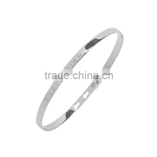 Memories Bangles With Customize Design Word 'CARPE DIEM' With 4mm/7mm Width