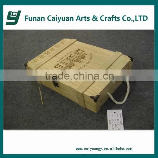 2014 New Design Factory Wholesale Cheap Pine Wooden Wine Box