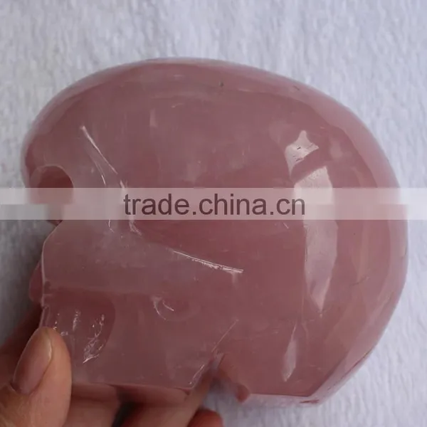 Natural Rose Quartz Crystal Baby Forehead Skull Carving photo-5
