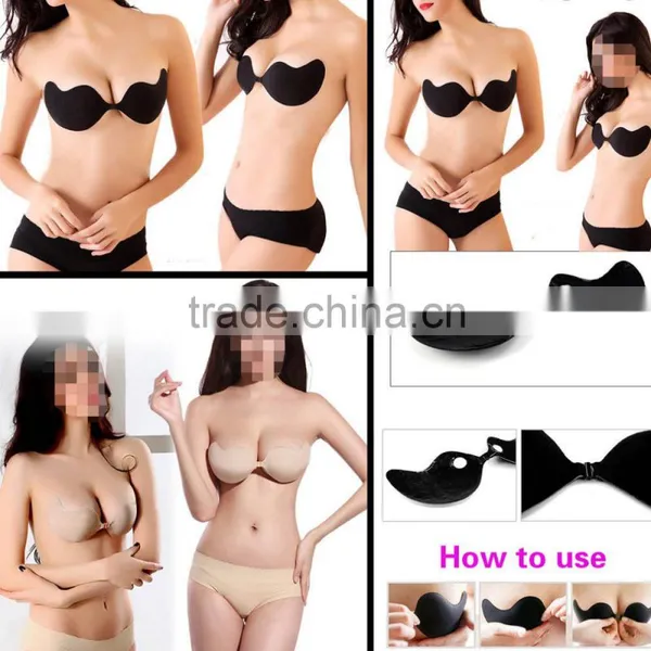 Sexy Push Up Self-Adhesive Silicone Bust Front Closure Strapless Invisible Bra photo-6