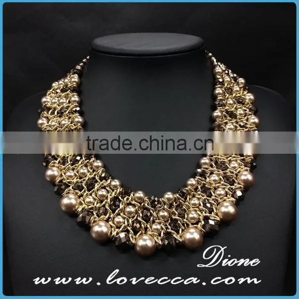 New Luxury Wedding Gift Jewelry Exaggerate Beads Fancy Gold Necklace photo-3