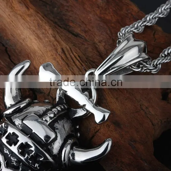 Stainless Steel Casting Unique Skull Style Horn Pendant photo-5