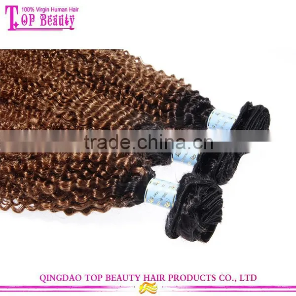Qingdao Top Quality Raw Indian Hair Weave 100% Unprocessed Afro Kinky Curly Virgin Hair Ombre Weave Extension photo-2