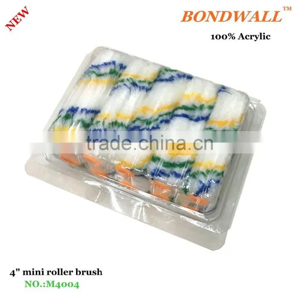 4" 100% Acrylic 12mm Long Hair 10CM Mini Paint Roller Brush
