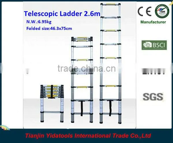 2m 7 Steps EN131 Extension Telescopic Aluminium Household Ladder photo-2