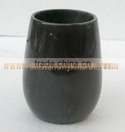 NATURAL JET BLACK MARBLE FLOWER VASES photo-6