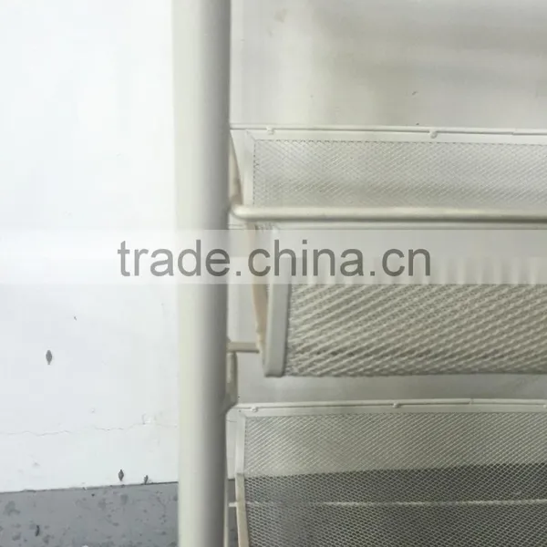 Metal Mesh Trolly Organizer Shelves Handle Portable Storage Rack photo-4