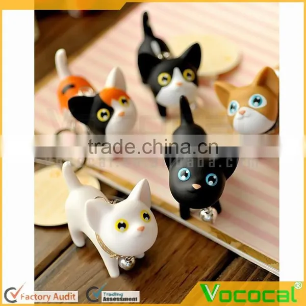 Vinyl Cat Doll Pendant Metal Stainless Steel Key Ring Keychain photo-6