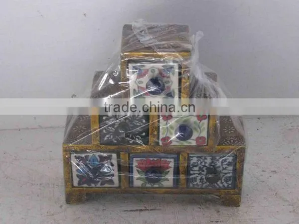 Wooden Small Cabinets,Mango Wood Chest of Drawers,Wooden Ceramic Drawers