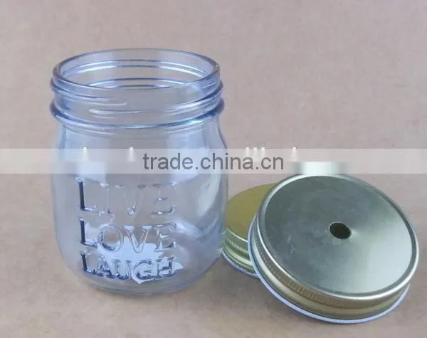 Light Blue Glass Jar New Mason Jar With Metal Cap 250ml photo-4