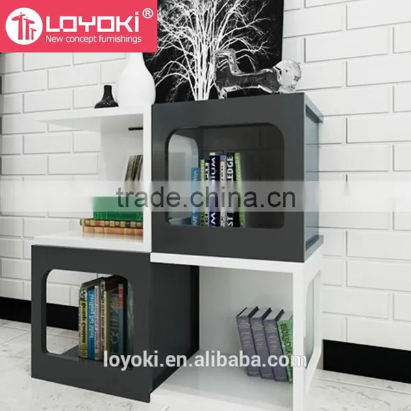 New Design Colorful Wood Sofa Side Table Multifunction Assembly Cube Bookshelf High Quality Glossy MDF Wood Coffee Table photo-5