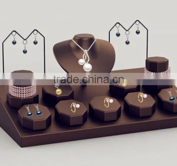 Custom Design Jewelry Decoration Shop Earring Necklace Ring Leather Jewelry Display Set photo-5
