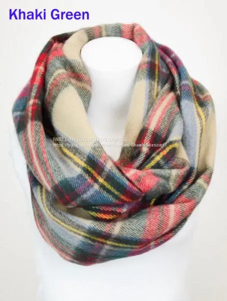 Winter Checked Acrylic Infinity Circle Loop Scarf China Supplier photo-4