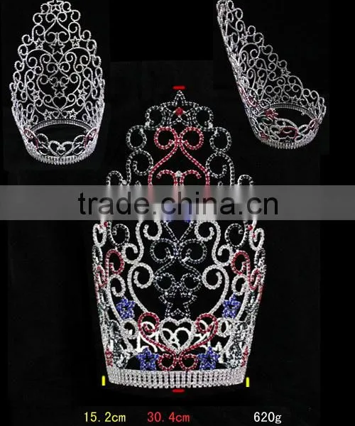 2015 New Large Pageant Fasion Rhinestone Crown H172-128 photo-2
