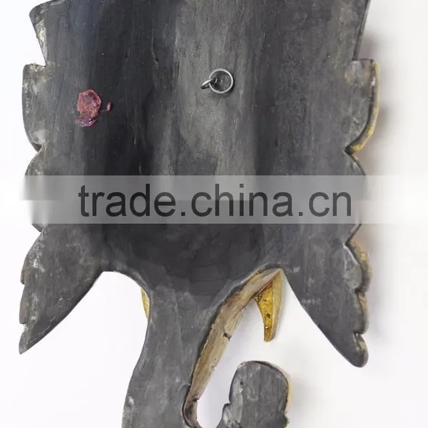Hand Crafted Wooden Mask of Hindu Lord Ganesh Wall Hanging Made In Nepal photo-4