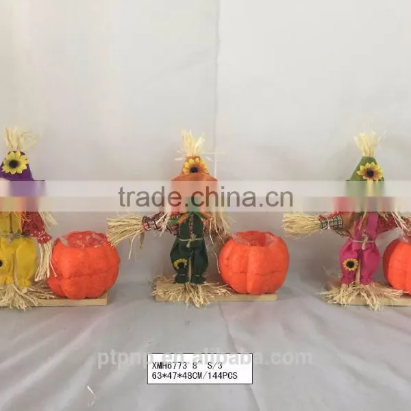 Straw and Fabric Scarecrow for Autumn and Harvest Decoration photo-5