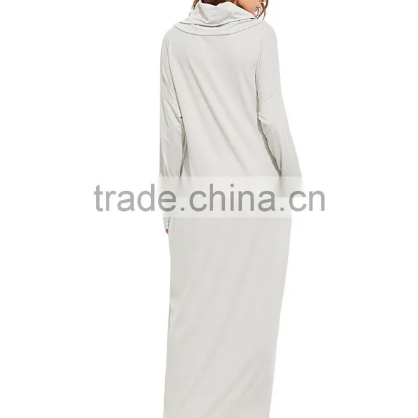 New Long Party Evening Dresses Casual Long Sleeve Cowl Neck Drop Shoulder Loose Pocket Shift Long Maxi Oversized Basic Dress photo-6